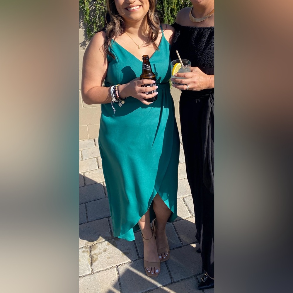 Emerald Green Spaghetti Strap Midi Dress